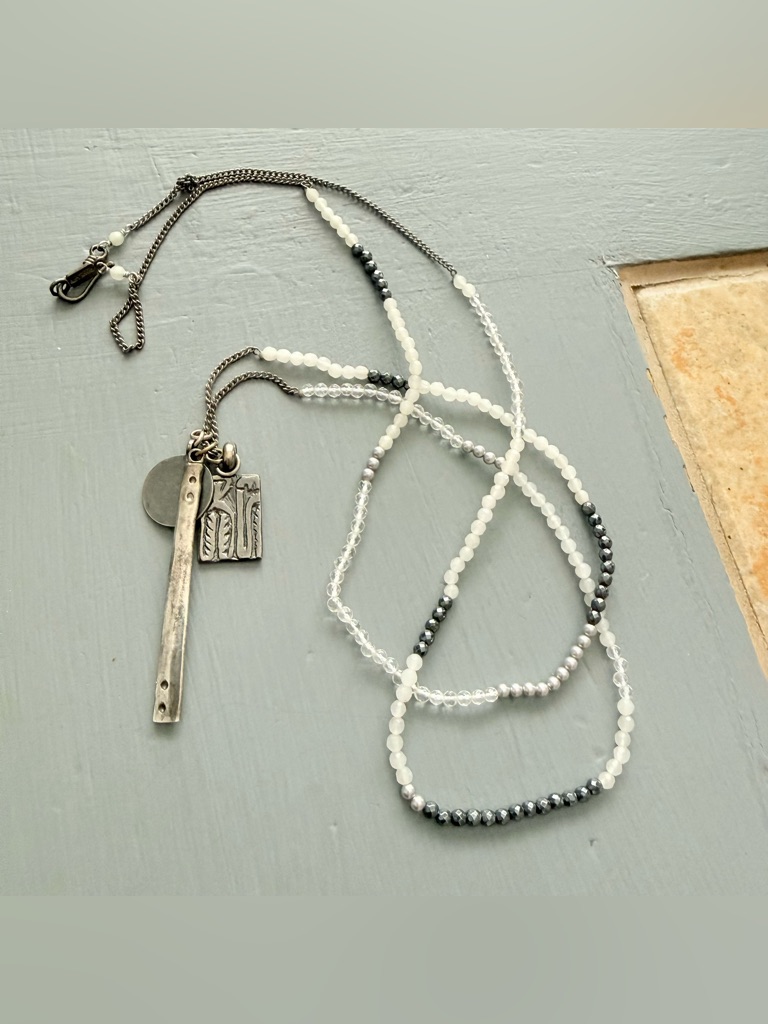 Chan Luu 925 Sterling Silver Pendant Charms Beaded Necklace 175$